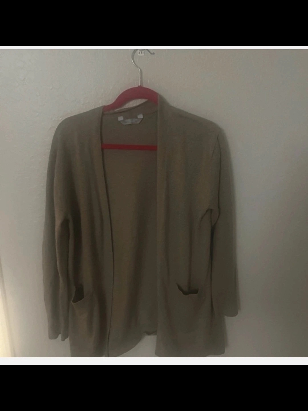 Light Taupe Open-Front Women's Cashmere Blend Cardigan Sweater Size Small